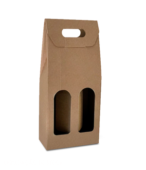 Caixa Kraft 2 Garrafas com Janela